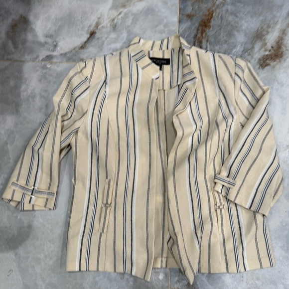 Perceptions Beige and Black Striped Blazer - Picture 1 of 8